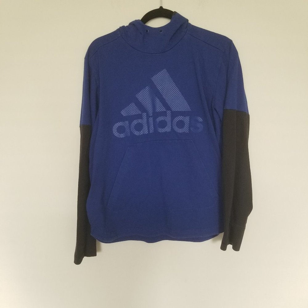 Adidas blue & black hooded light sweatshirt M